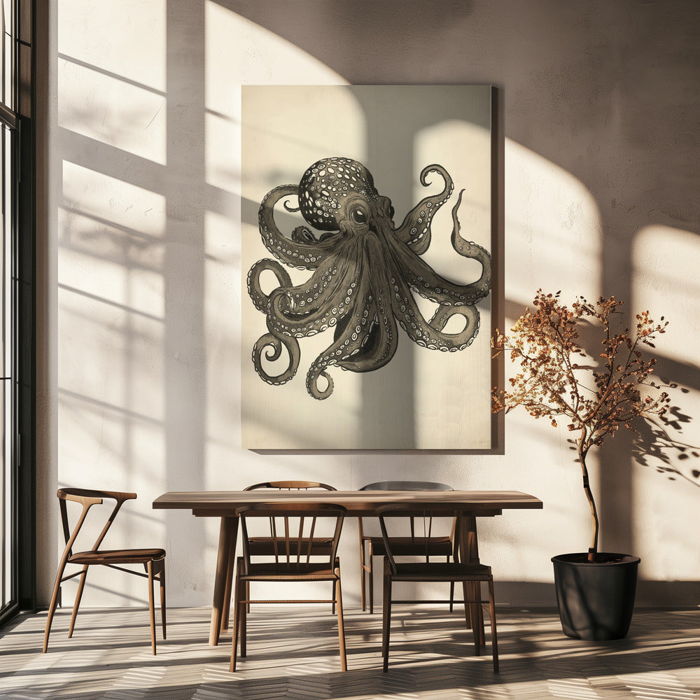Octopus vintage handpainted | Canvas