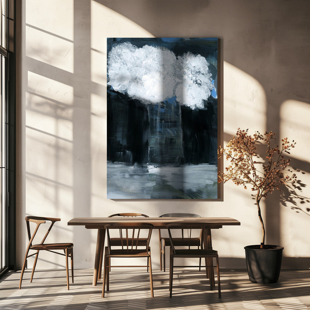 White Snowball Viburnum In Vase On Black Background | Canvas