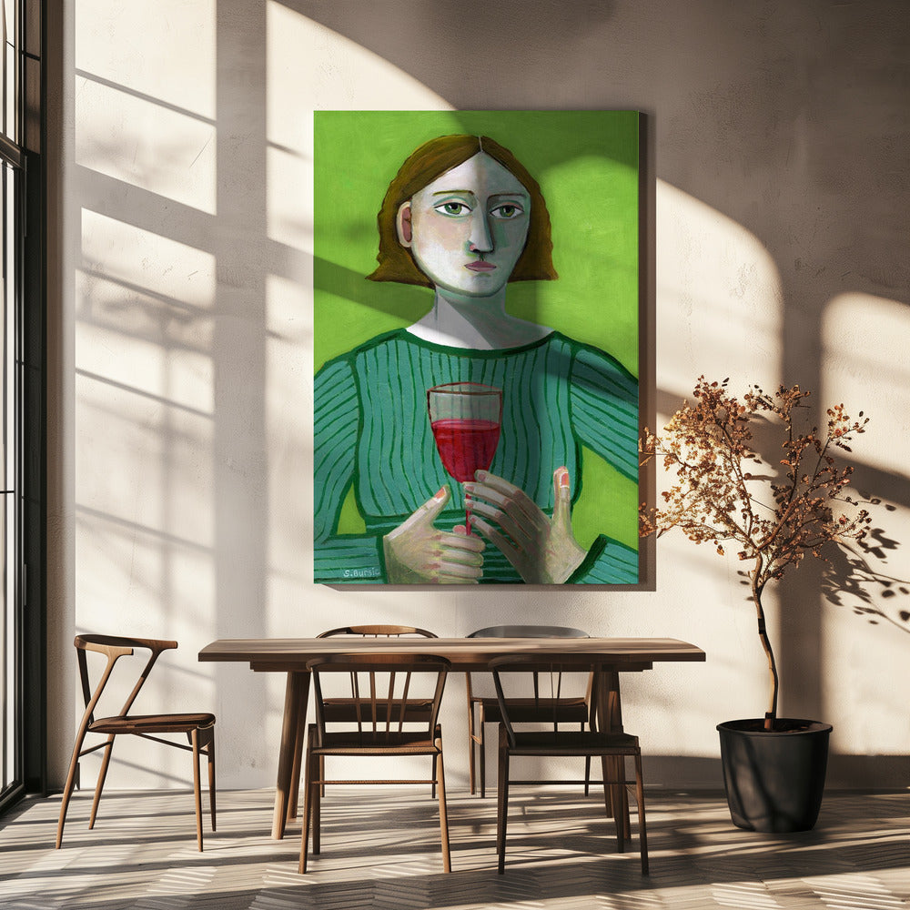 Lady with Red Wine | Canvas