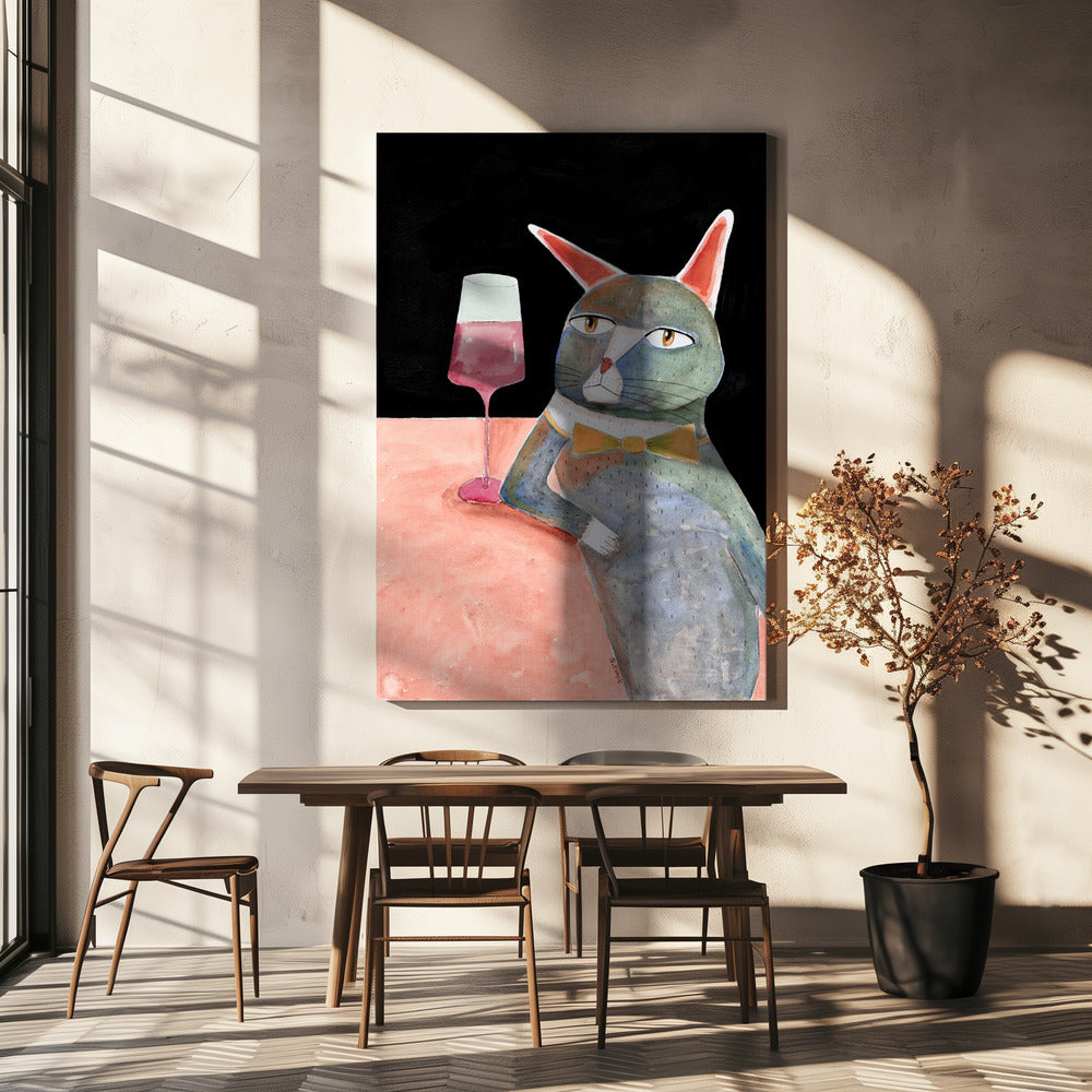 Bar Cat with Bow Tie | Canvas