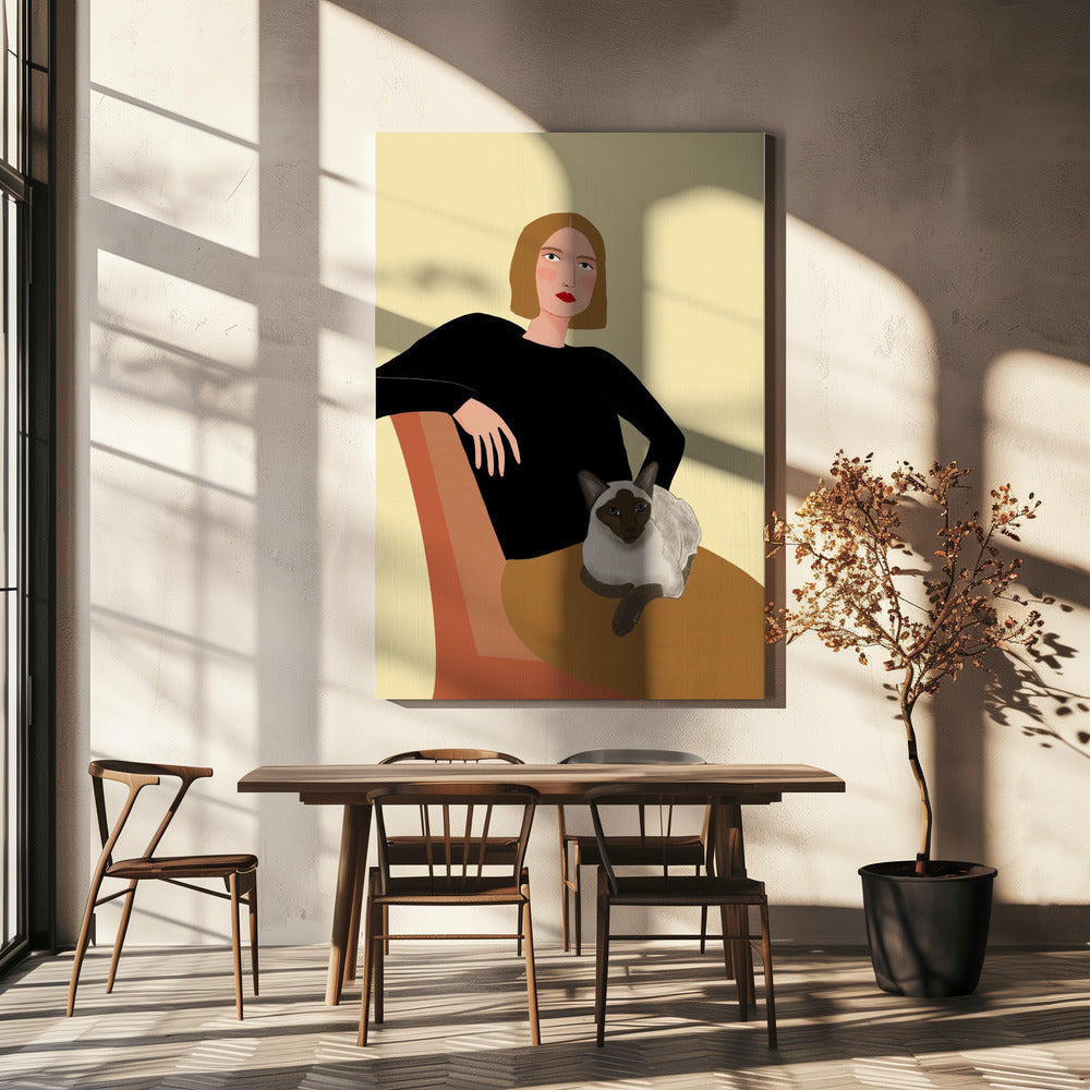 Lady with cat | Canvas