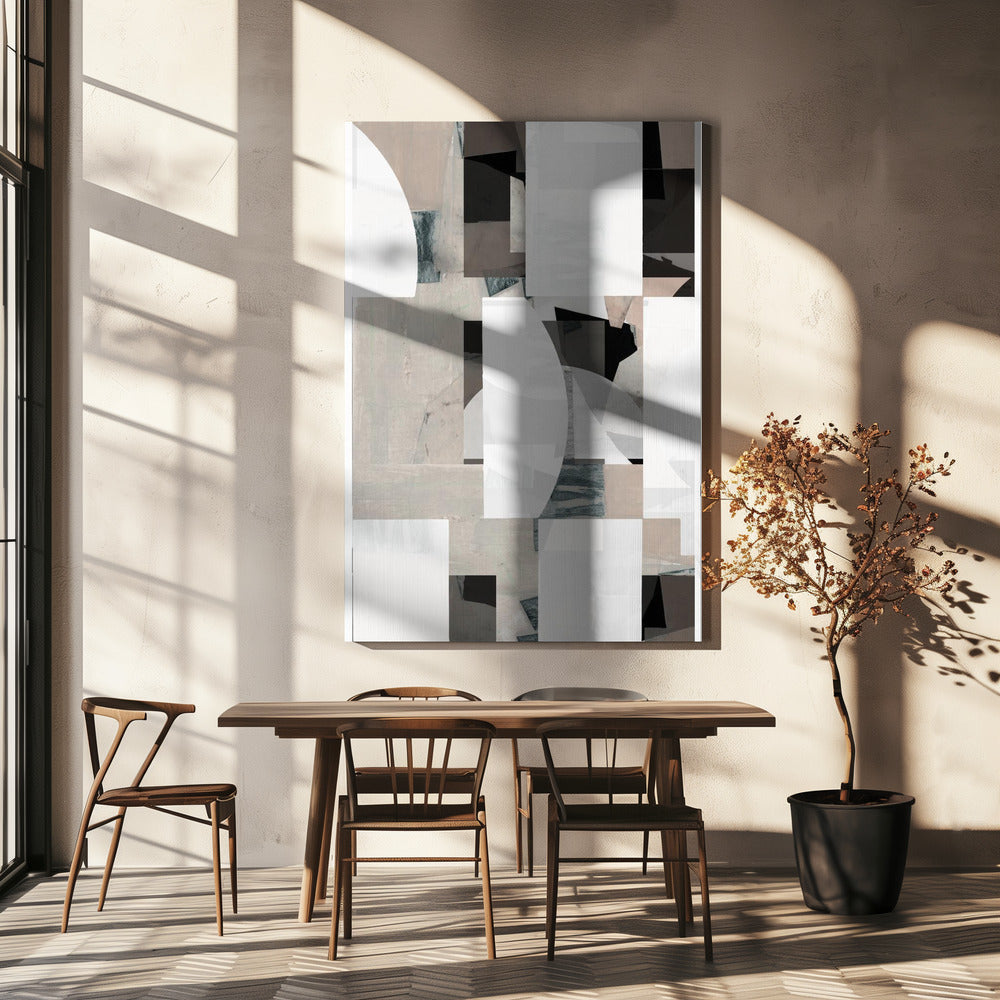 Abstract Mocha Black White Composition No. 1 | Canvas