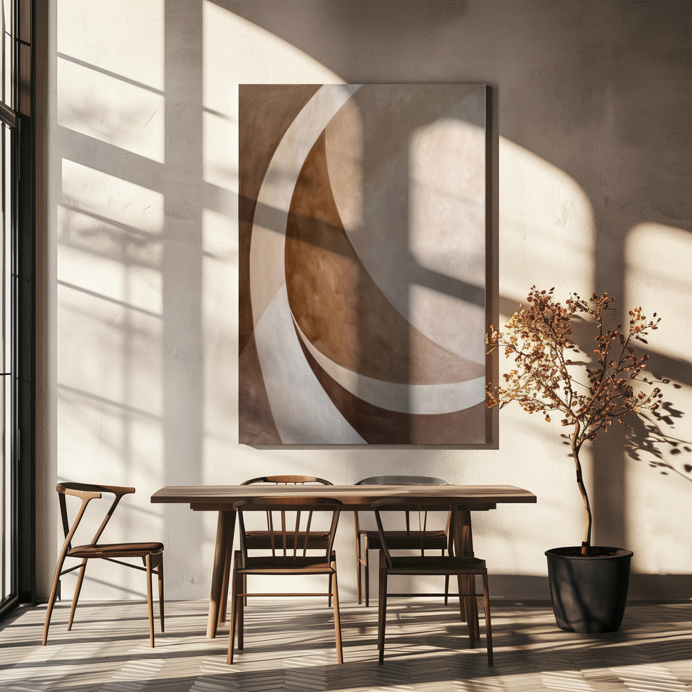 Abstract Art Beige Brown Geo Abstract | Canvas