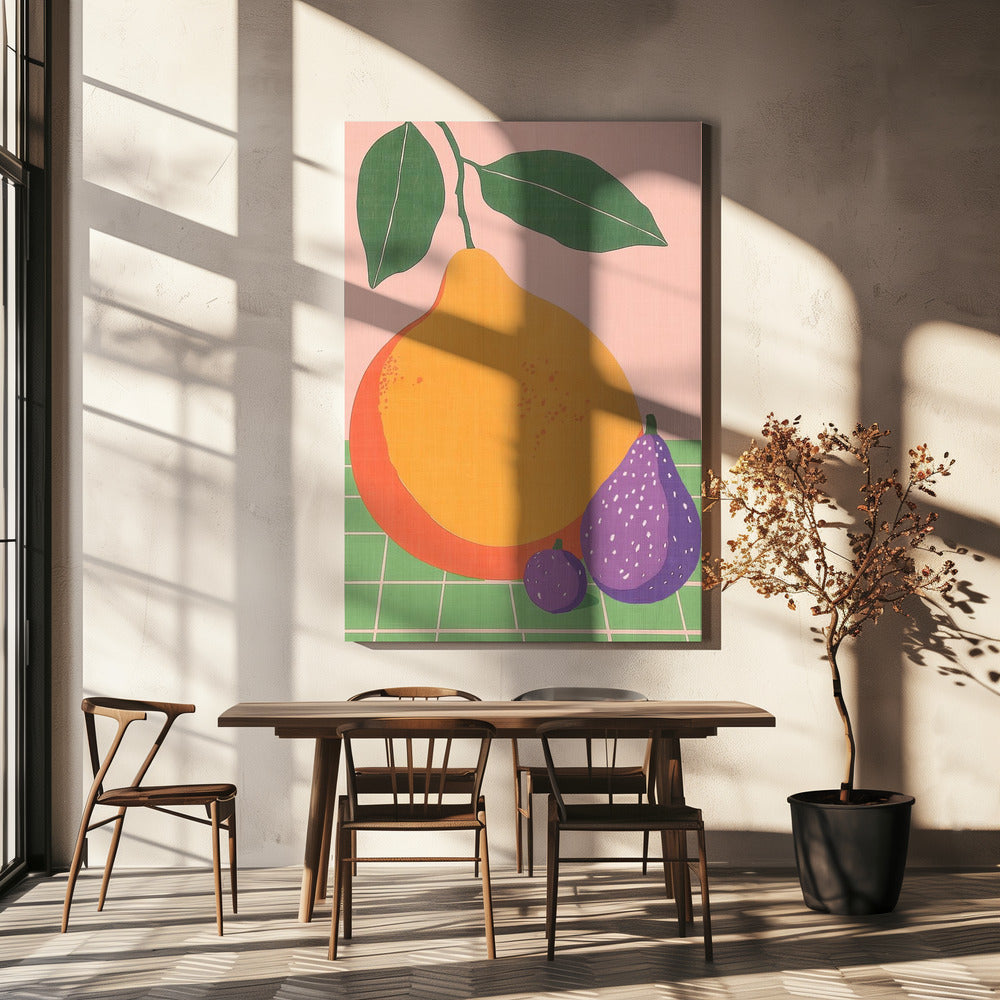 Fruit Illustration Pear and Figs | Canvas