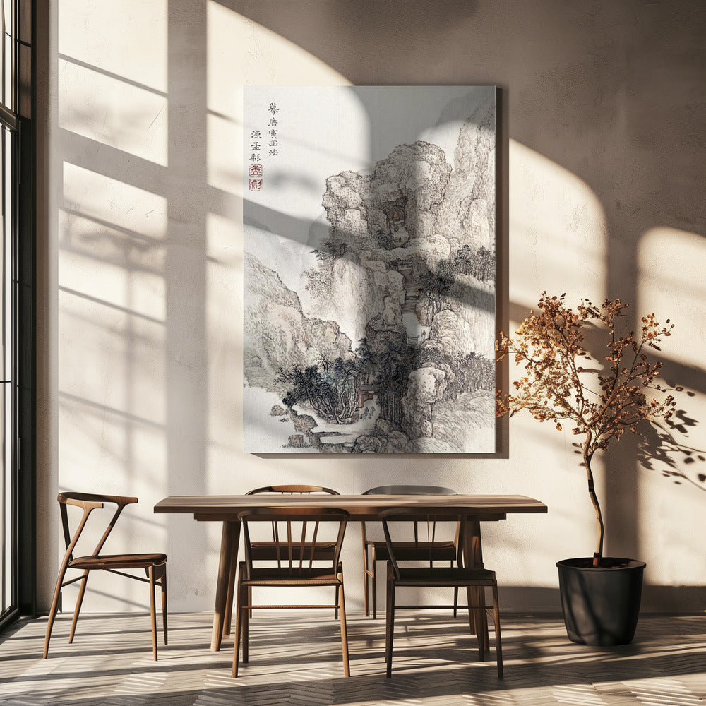 Japanese Rocky Landscape, Vintage Illustration | Canvas