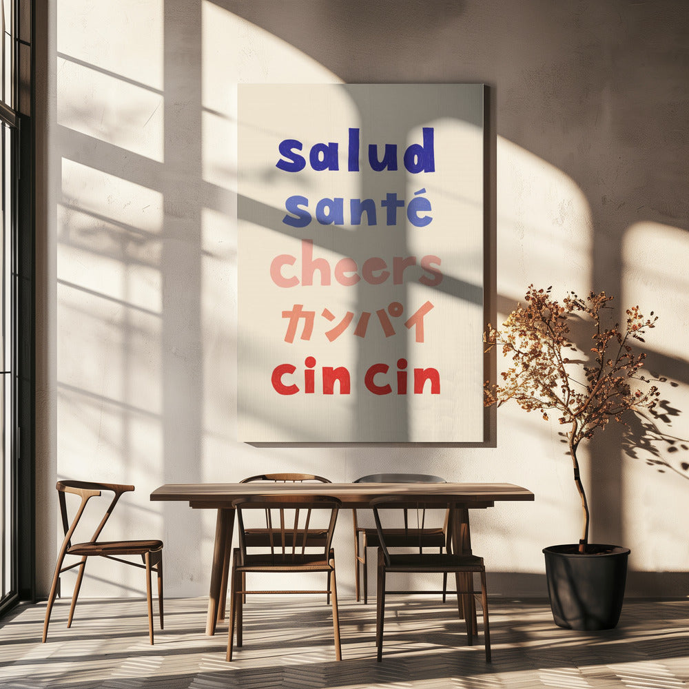 Cheers Typography - Salud Santé Cheers Kanpai Cin cin | Canvas