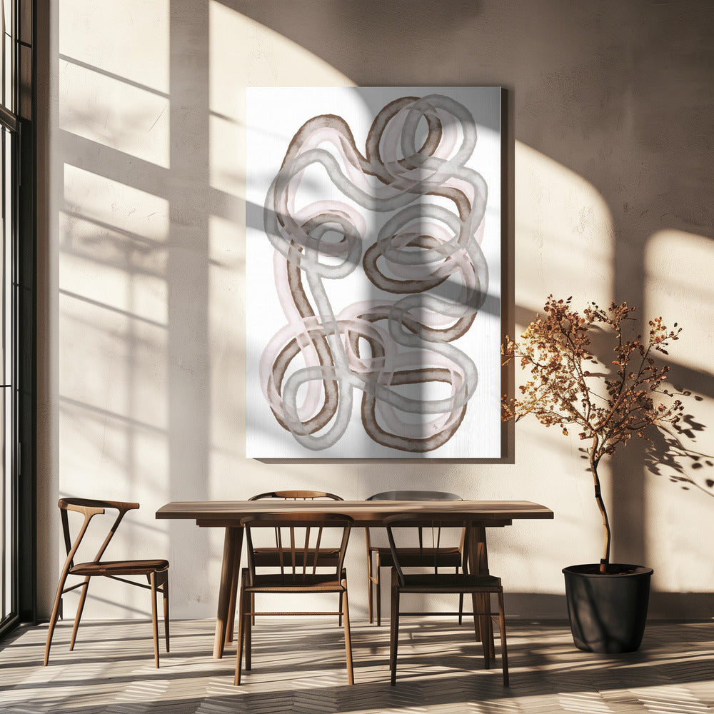 Abstract Intertwined Lines In Soft Earthy Tones | Canvas