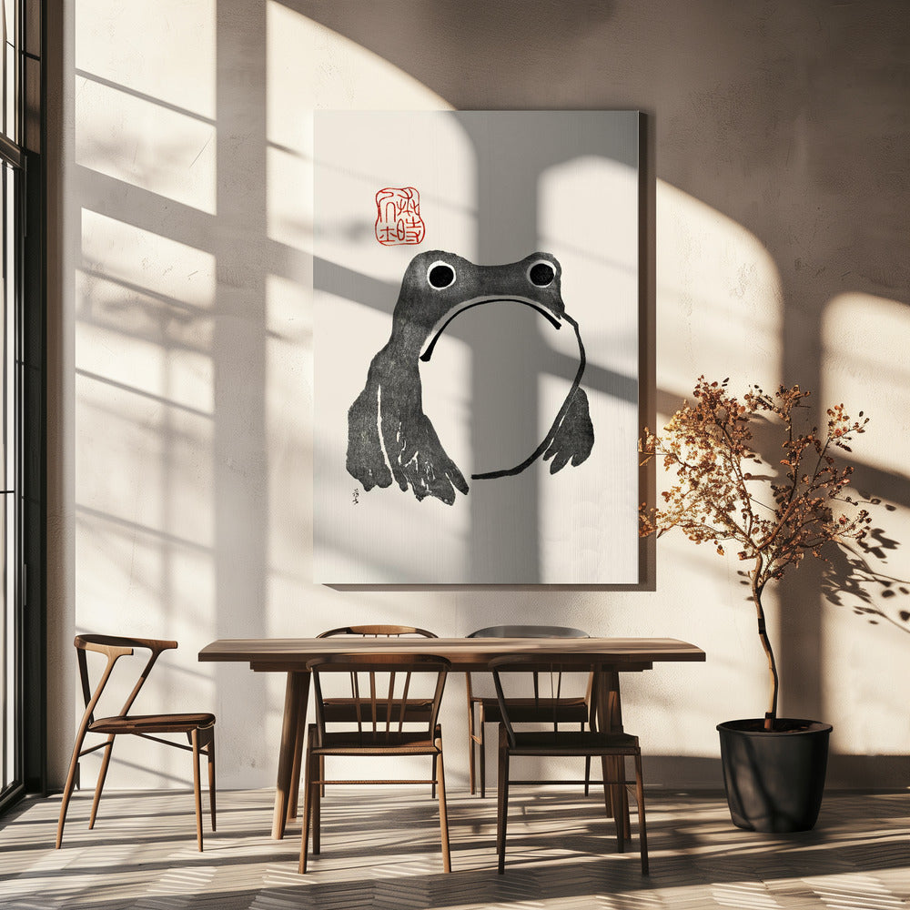 Grumpy Frog I Black | Canvas