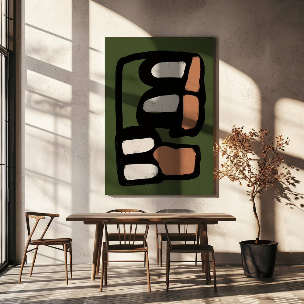 Oval abstract green | Canvas