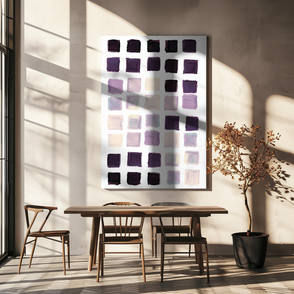 Purple Checkered Square Print | Canvas