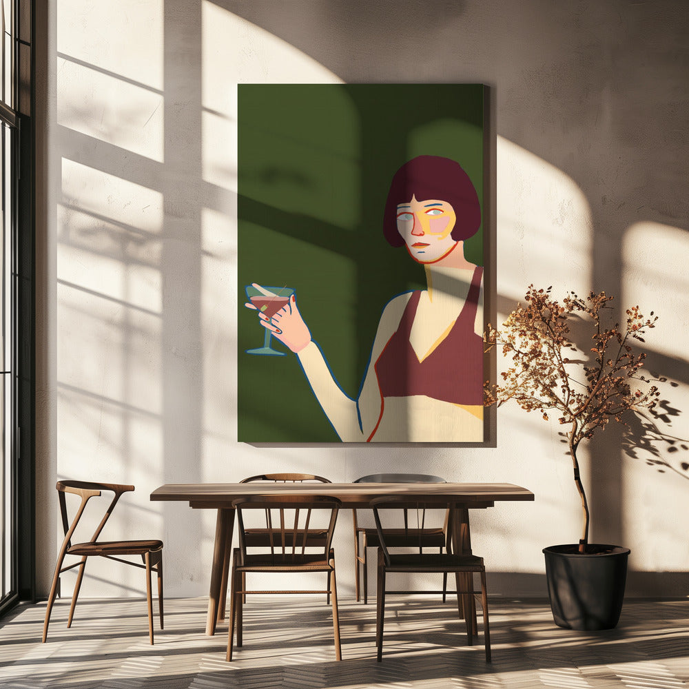 Lady with cocktail martini | Canvas