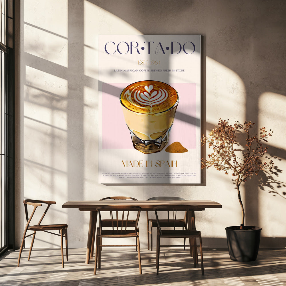 Cortado Coffee Illustration With Latte Art | Canvas