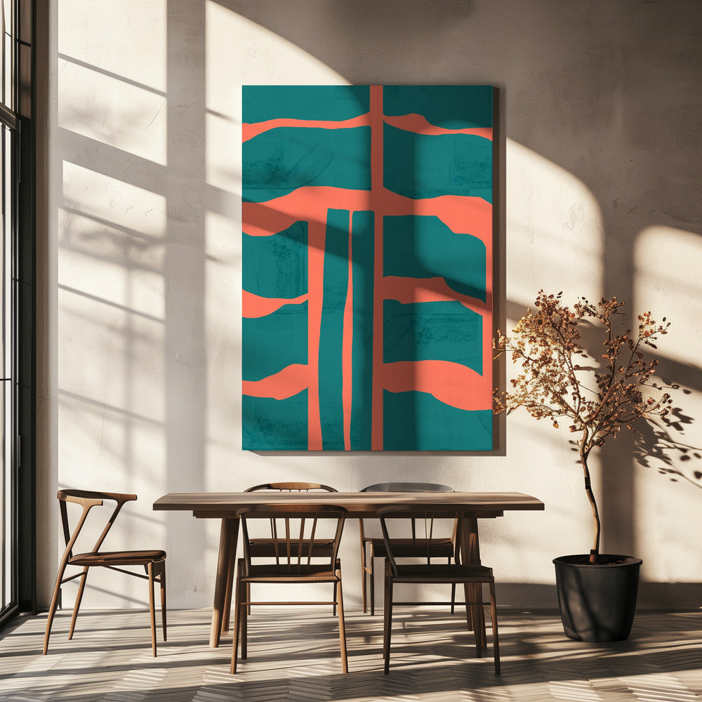 Turquoise &amp; Coral Abstraction 1 | Canvas