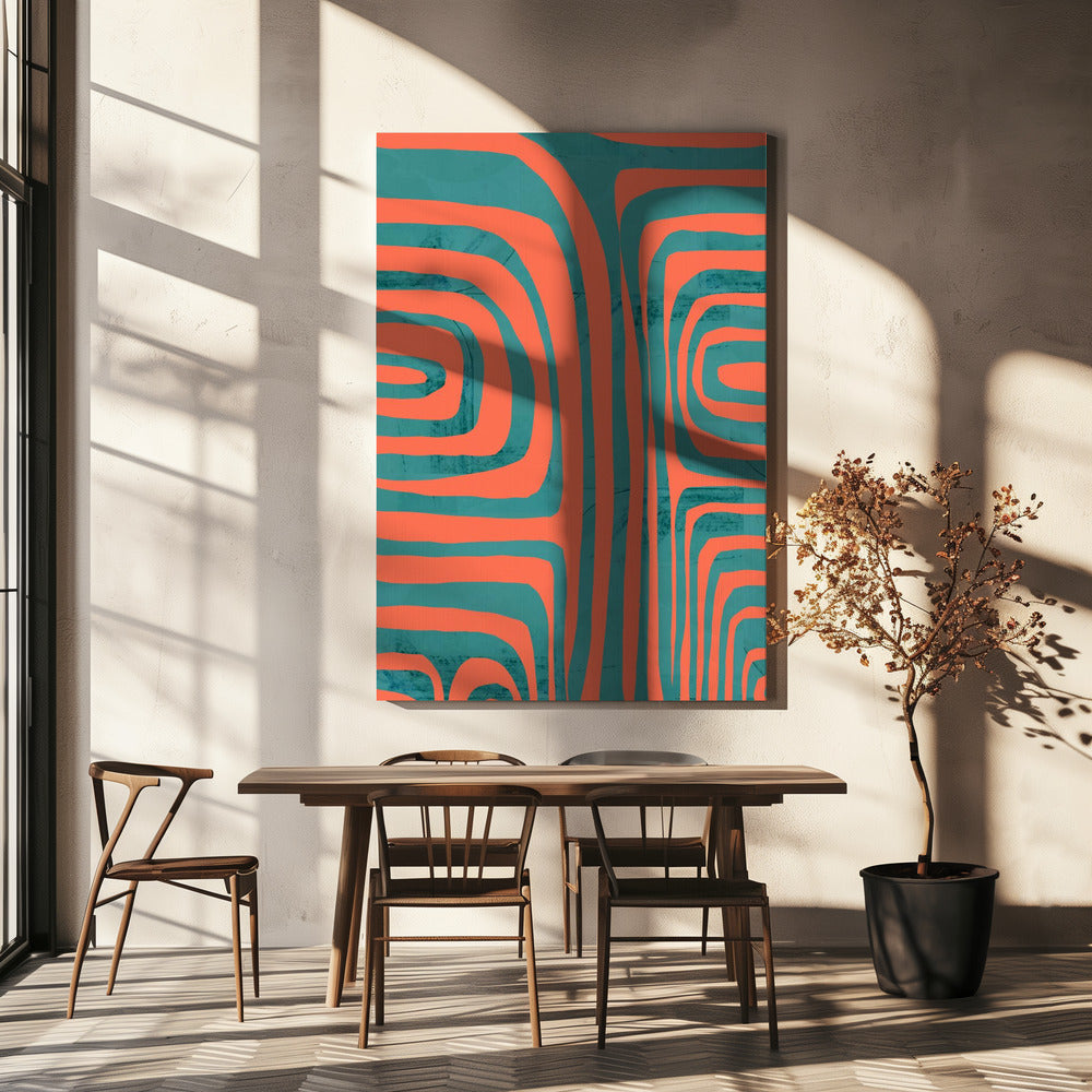 Turquoise &amp; Coral Abstraction 2 | Canvas