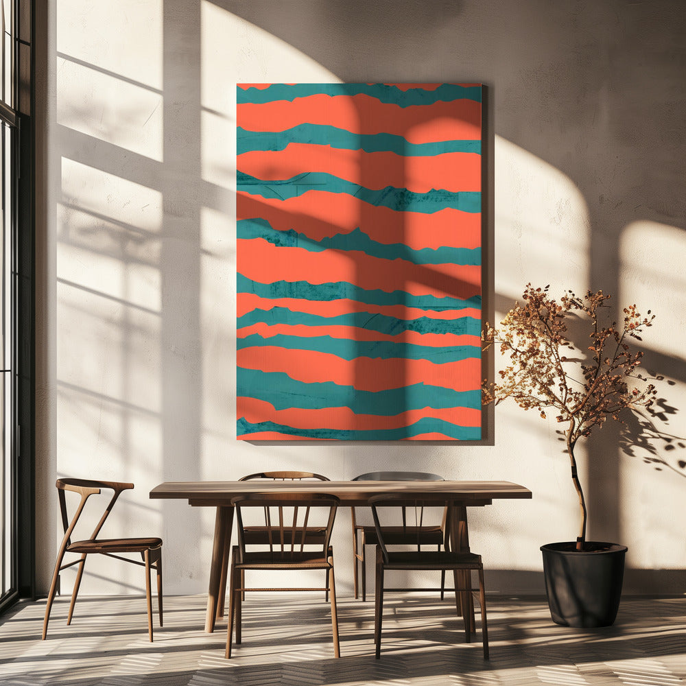 Turquoise &amp; Coral Abstraction 3 | Canvas