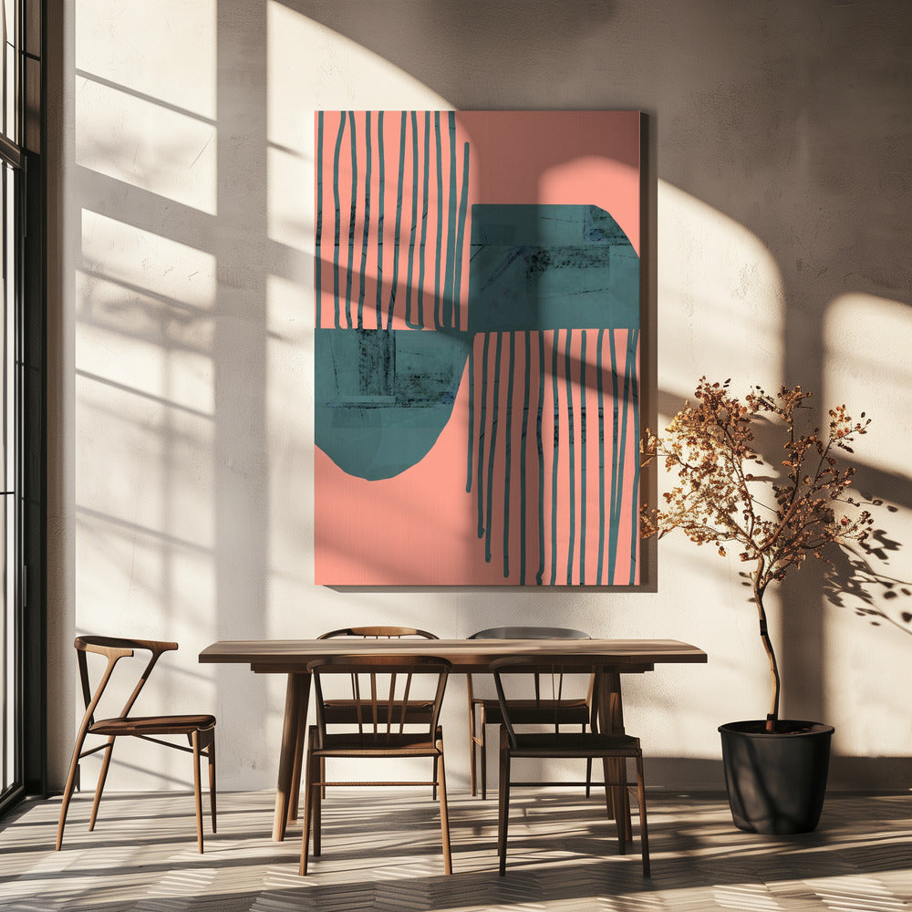 Turquoise &amp; Coral Abstraction 6 | Canvas