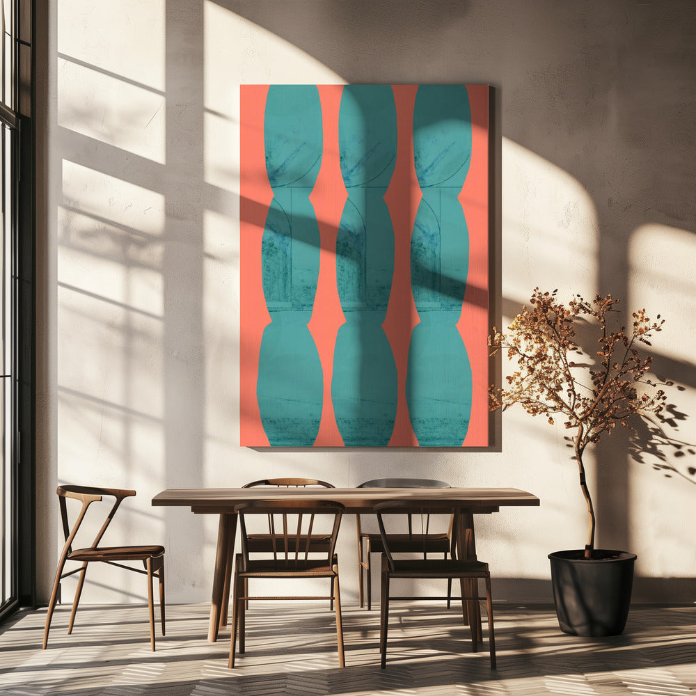 Turquoise &amp; Coral Abstraction 7 | Canvas