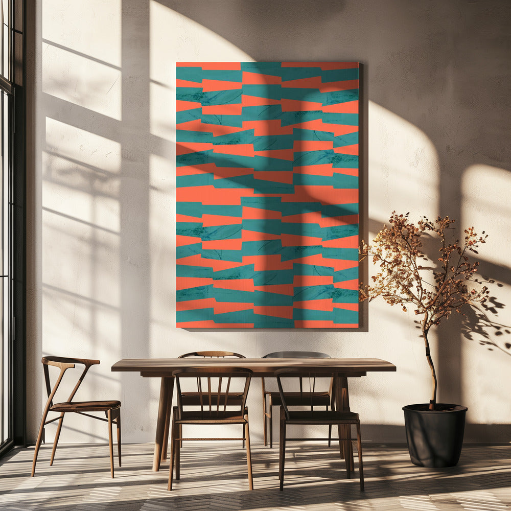 Turquoise &amp; Coral Abstraction 9 | Canvas