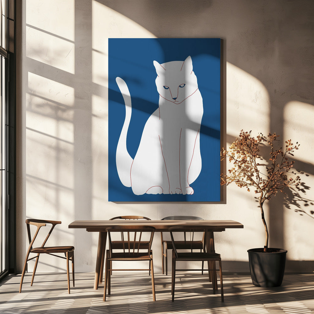 White and blue cat | Canvas