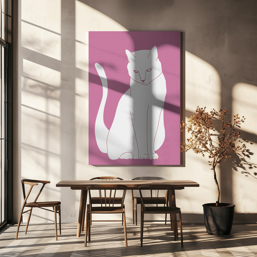 White and pink cat | Canvas