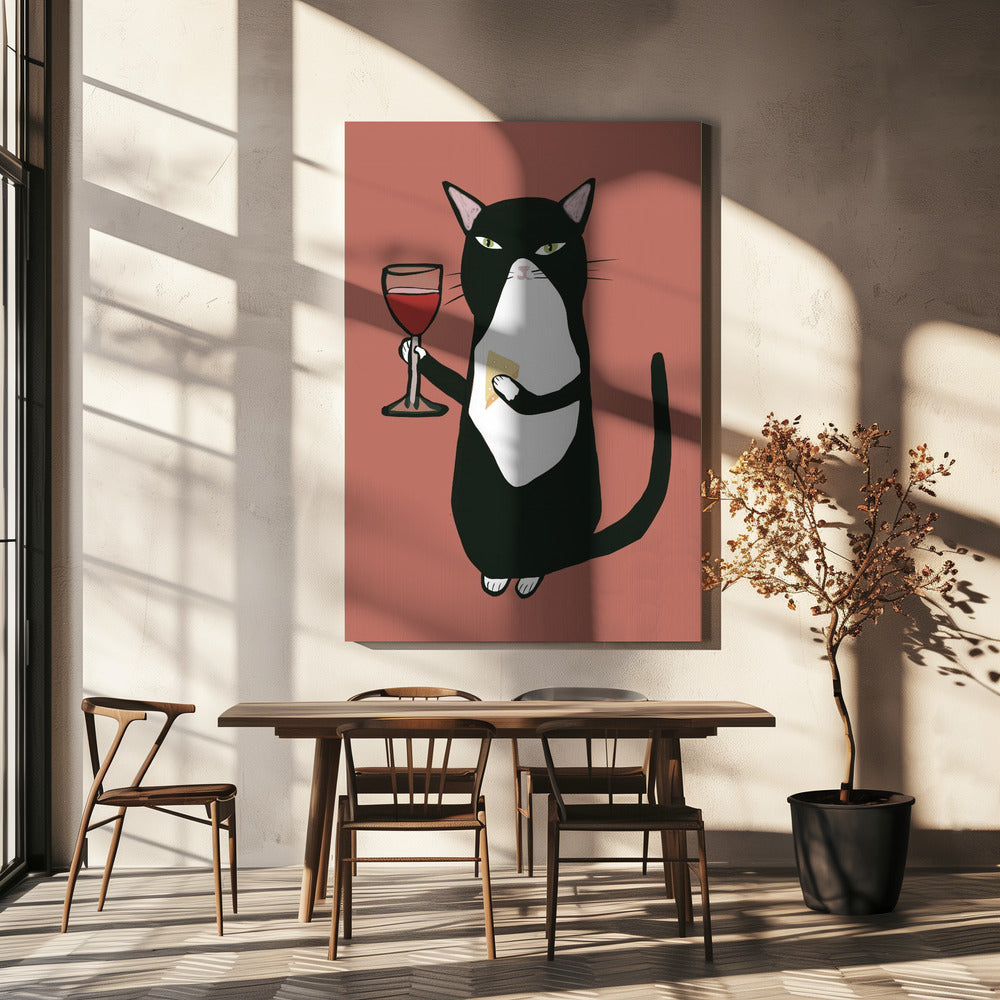 Cat with wine | Canvas