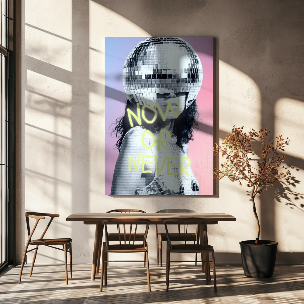 Woman with a Disco Ball Helmet | Canvas