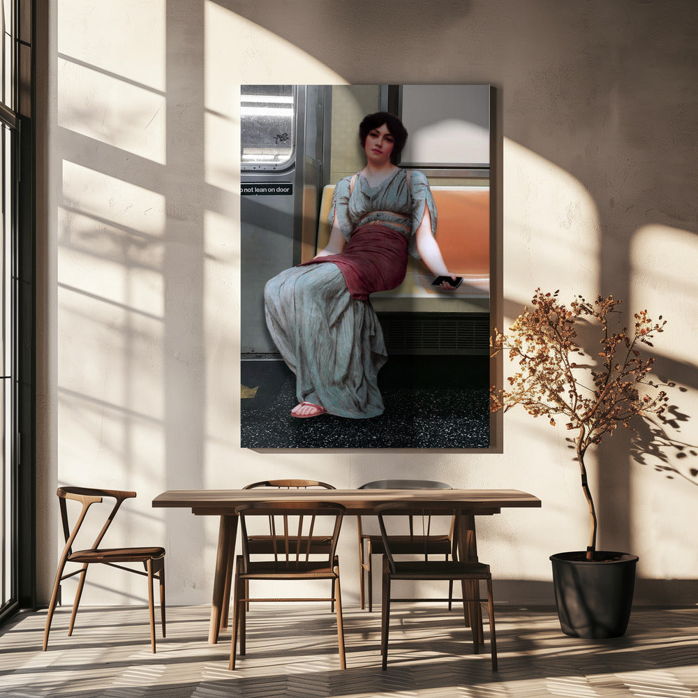A Woman in Ancient Attire Seated in a Subway | Canvas