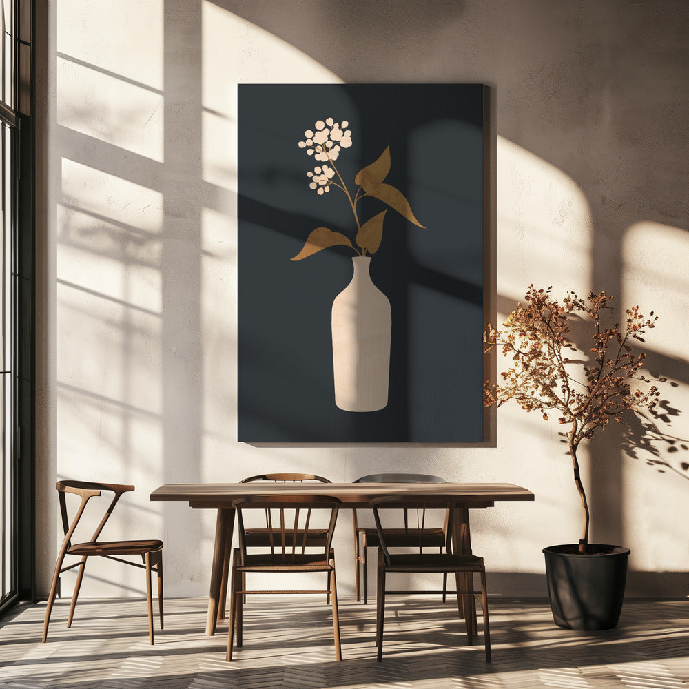 Minimal Abstract Art Vase Flower | Canvas