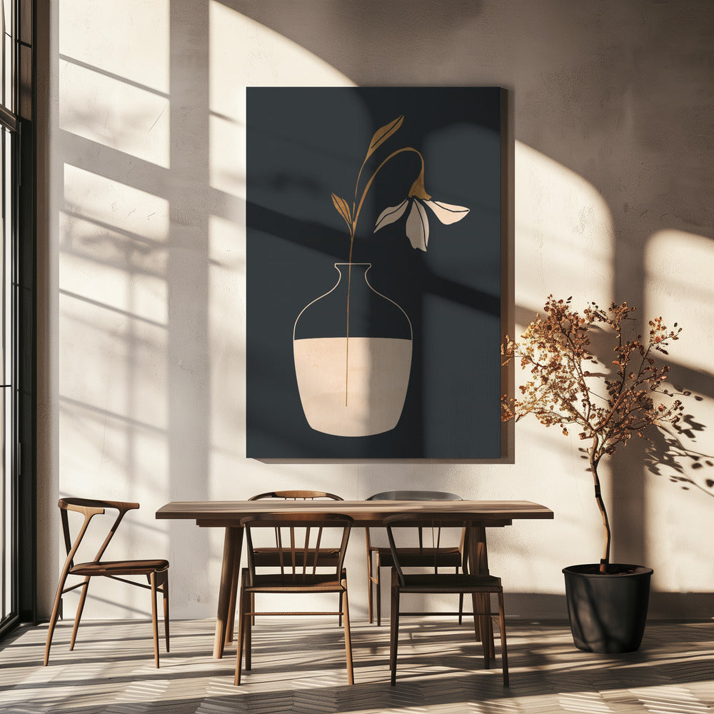 Minimal Abstract Art Vase Flower | Canvas
