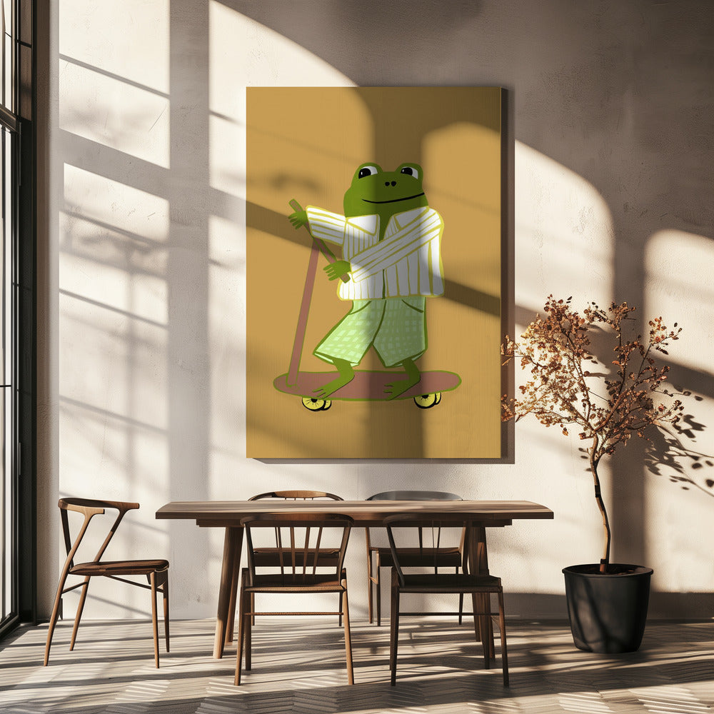 Frog on scooter | Canvas