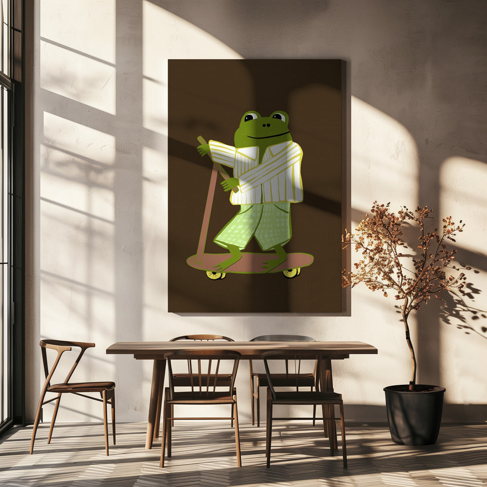 Frog on scooter | Canvas