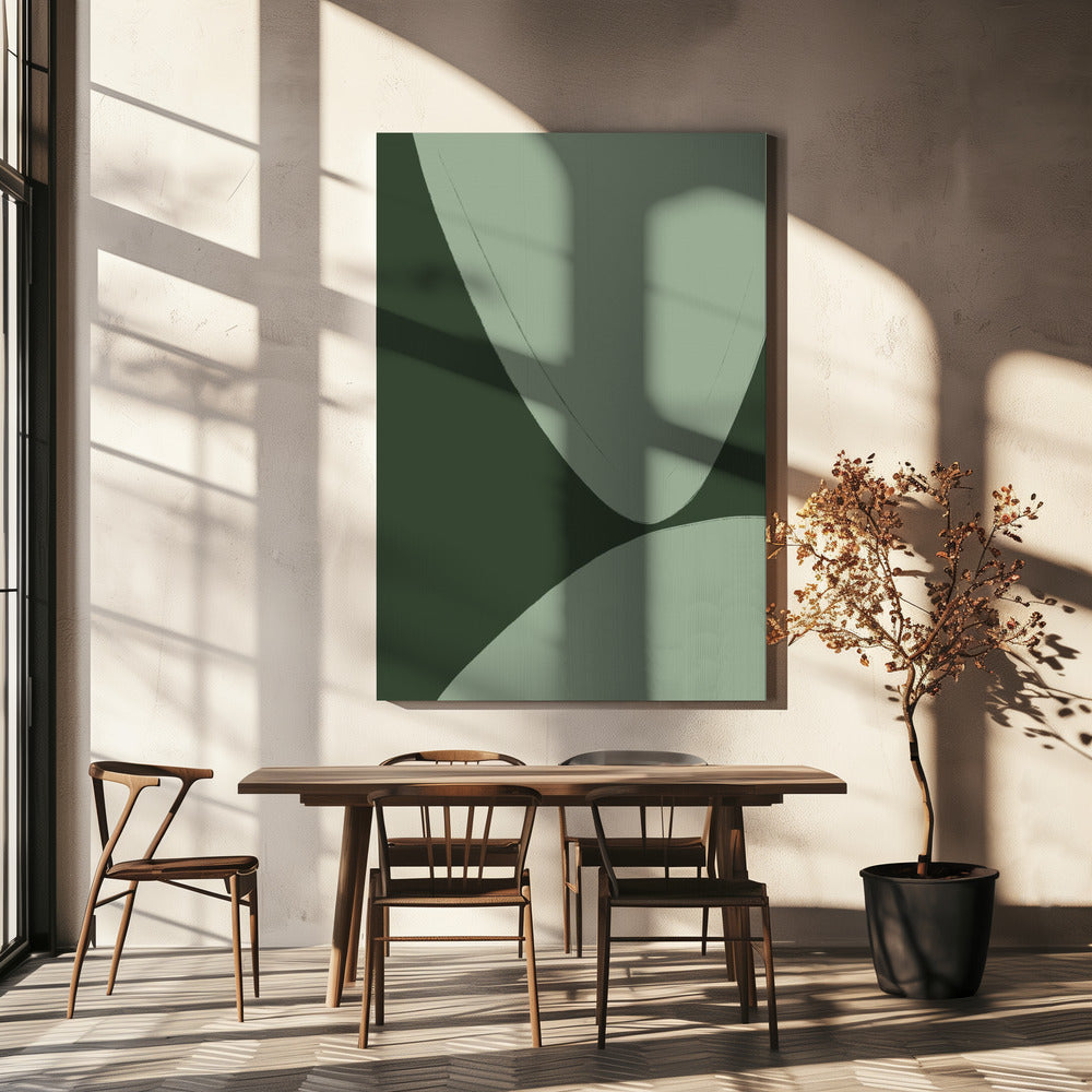 Green Curved Shapes | Canvas