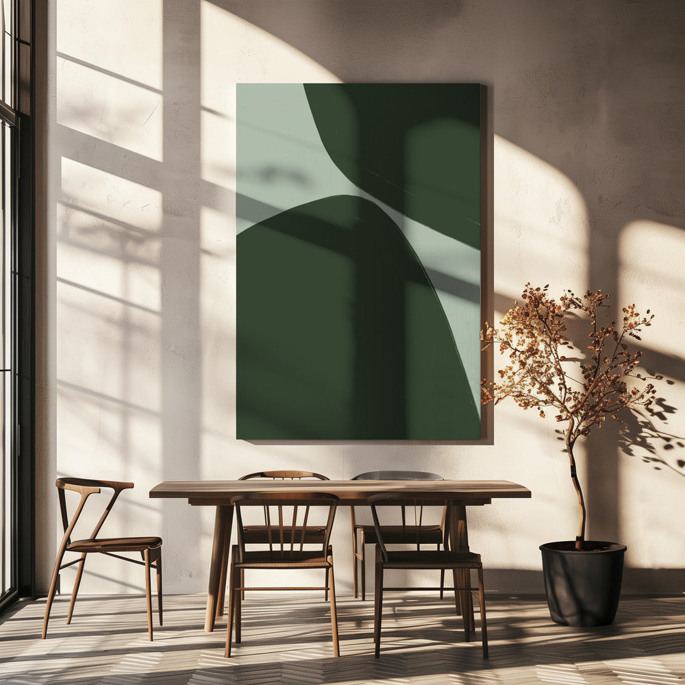 Bold Green Curves | Canvas