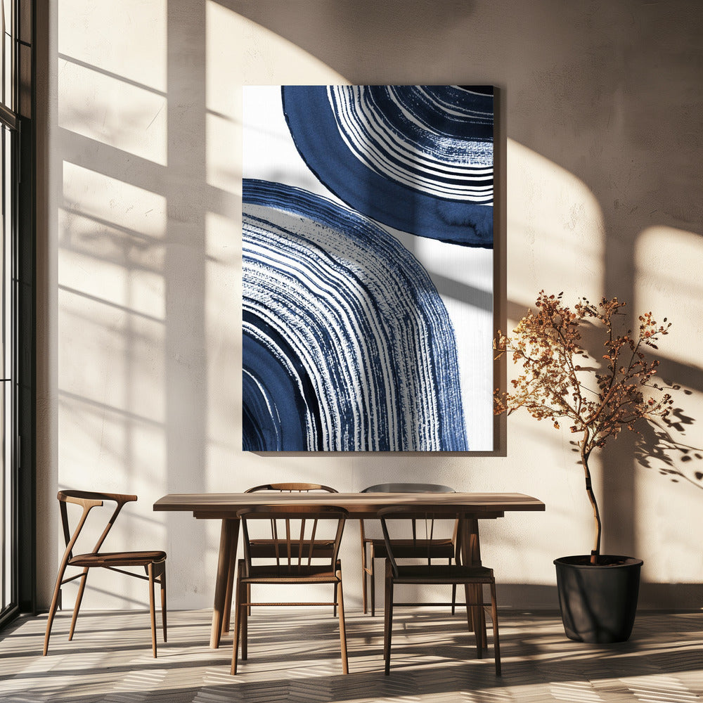 Blue Concentric Waves | Canvas
