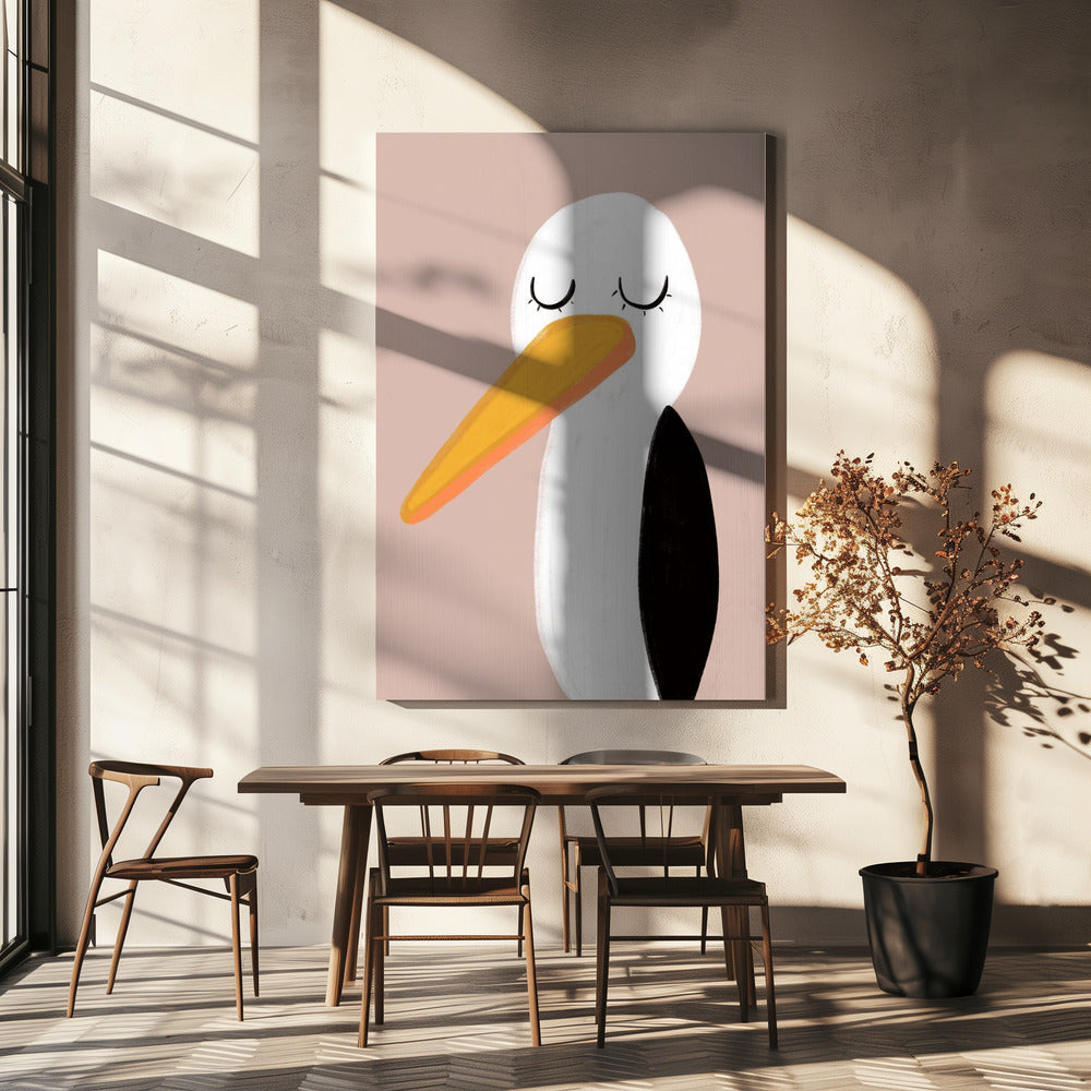 Peaceful Stork With Closed Eyes | Canvas