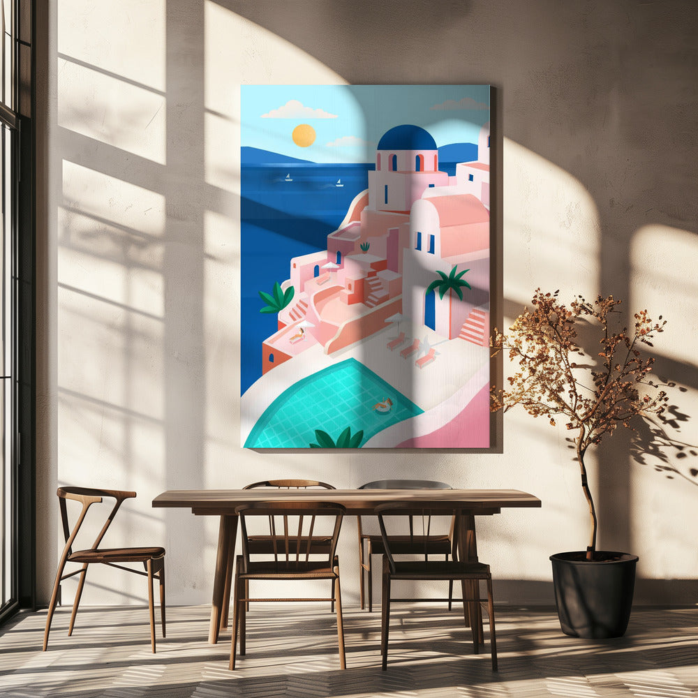 Tranquil Mediterranean Coastal Scene | Canvas