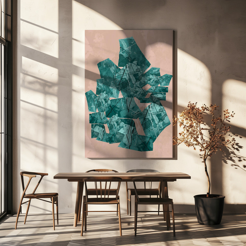 Green Geometric Shapes With Textured Patterns | Canvas