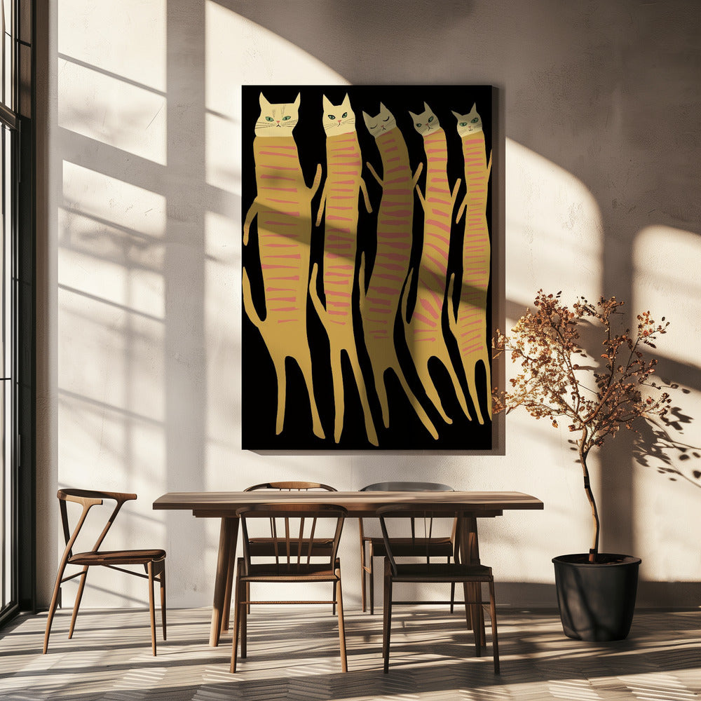 Five long cats | Canvas
