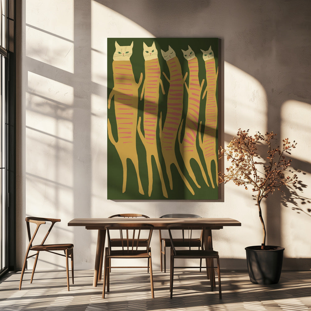 Five long cats | Canvas