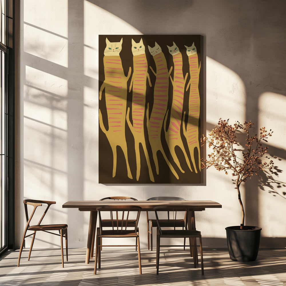 Five long cats | Canvas