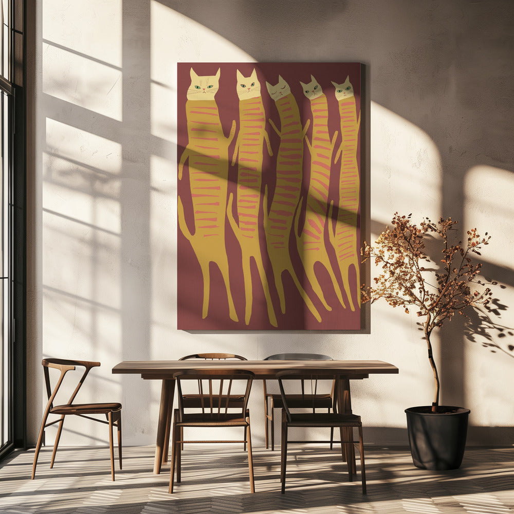 Five long cats | Canvas