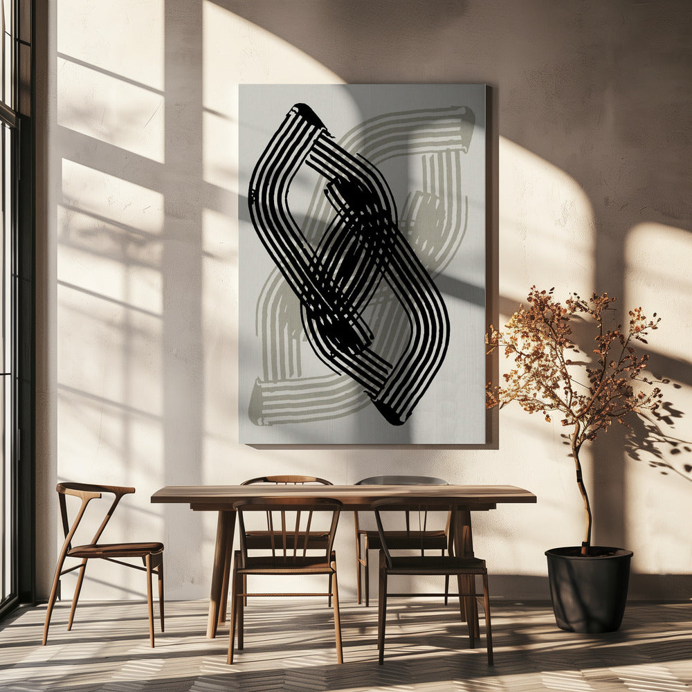 Abstract Curves in Black and Grey | Canvas