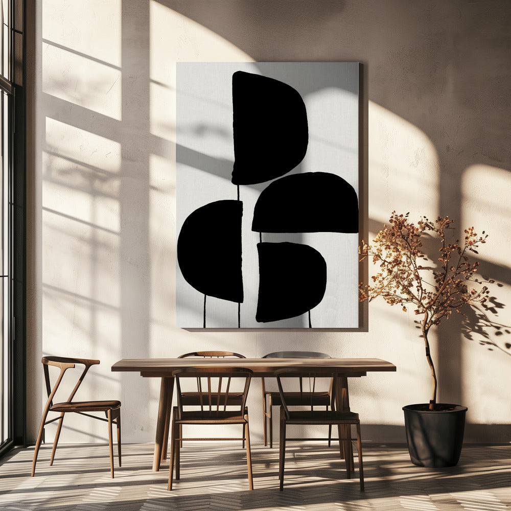 Minimalist Black Abstract Forms | Canvas