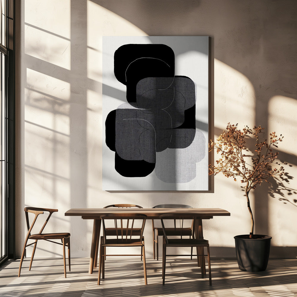 Abstract Forms in Black, Grey and White | Canvas