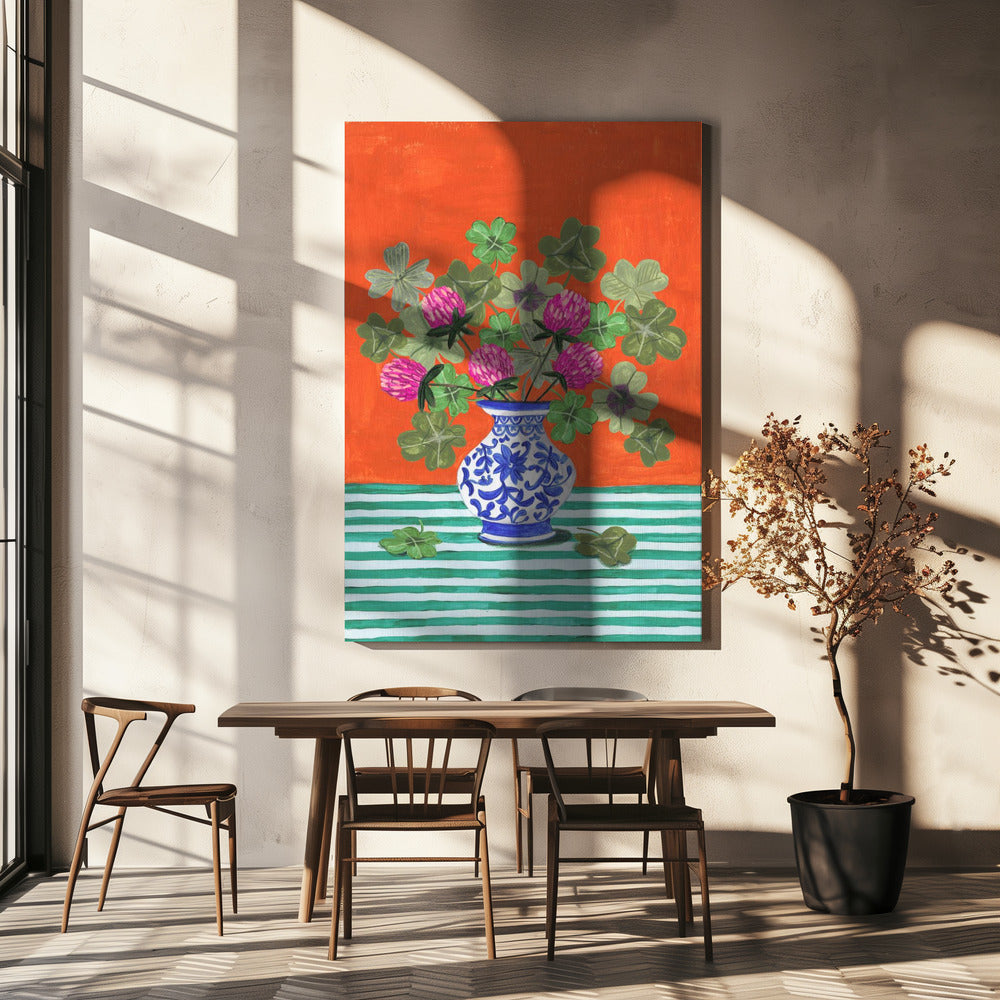 Clovers and Pink Blossoms | Canvas