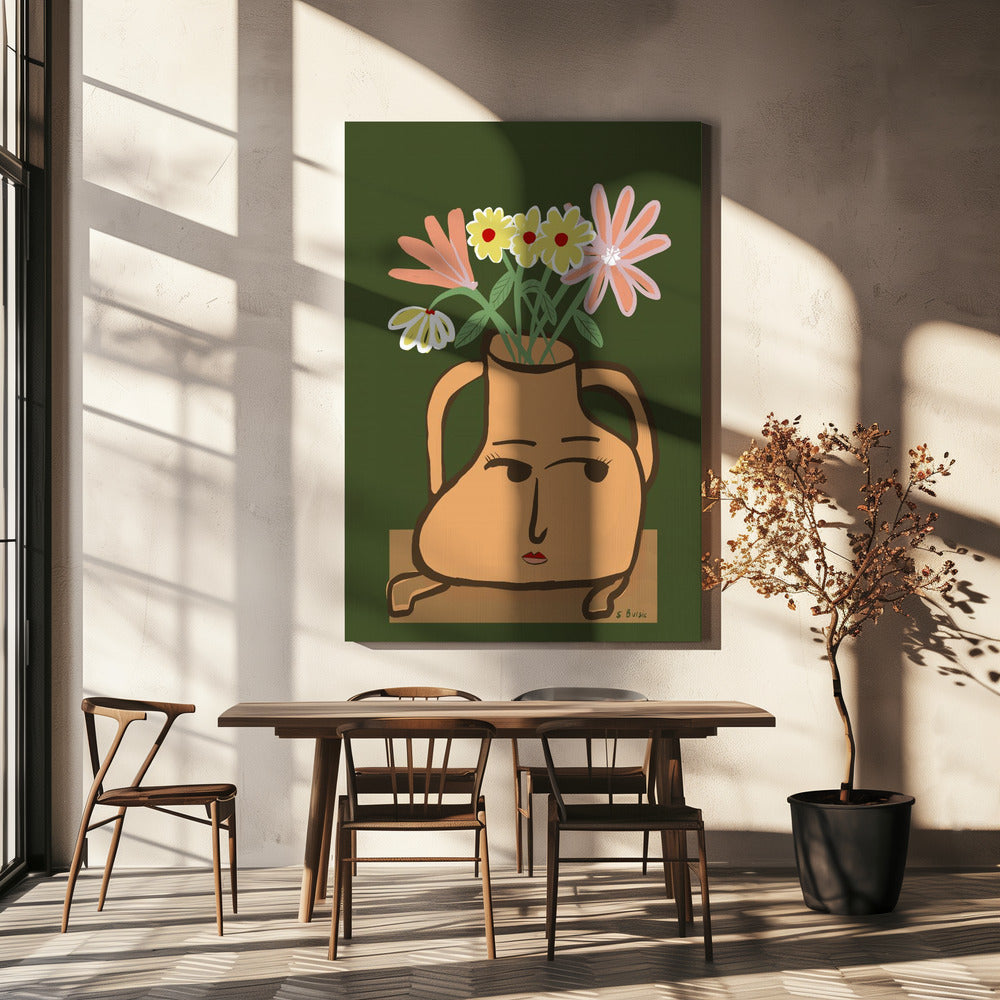 Lady vase with flowers | Canvas
