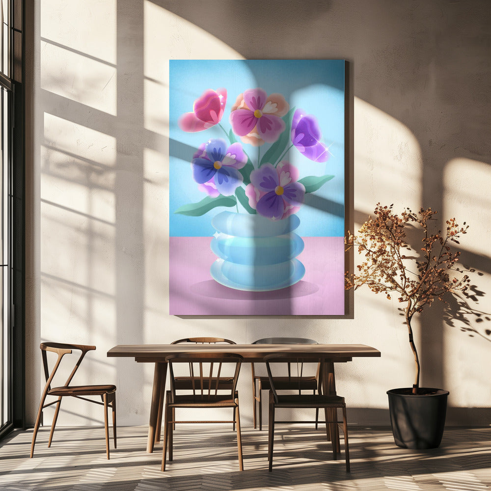 Petals in Blue Vase | Canvas