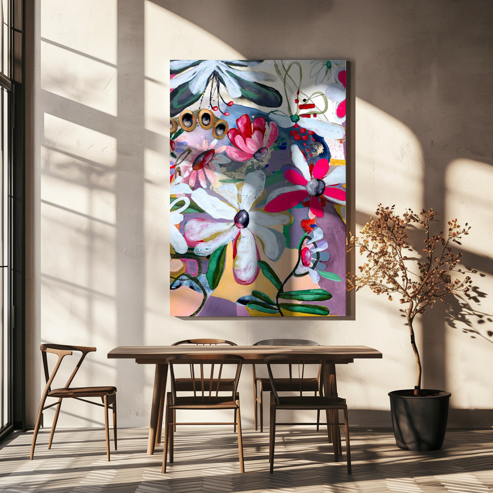 Vibrant Flowers with Bold Pink and White Petals | Canvas
