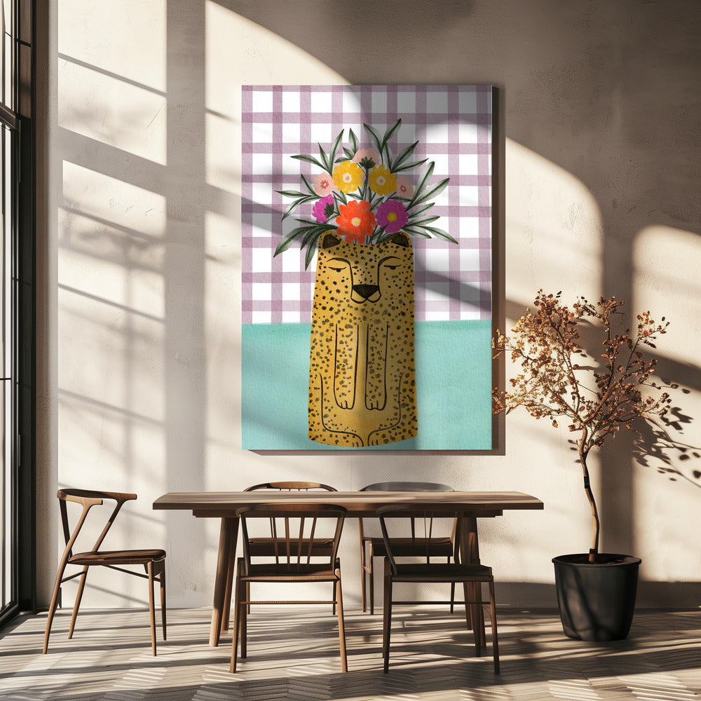 Leopard Shape Vase with Flower | Canvas