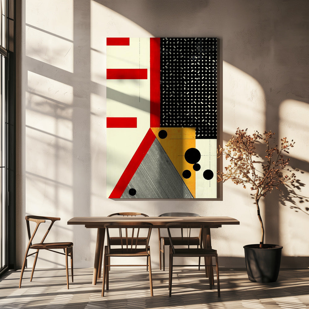 Bold Red Lines and Black Dots | Canvas